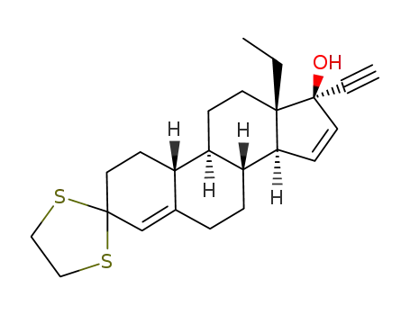 Molecular Structure of 74177-02-9 (17α-Ethinyl-3,3-ethylendithio-18-methyl-4,15-estradien-17β-ol)