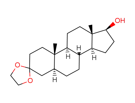 Molecular Structure of 1046-35-1 ((5S,8R,9S,10S,13S,14S,17S)-10,13-dimethylhexadecahydrospiro[cyclopenta[a]phenanthrene-3,2'-[1,3]dioxolan]-17-ol)