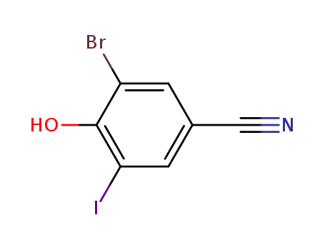 Molecular Structure of 3336-26-3 (3-bromo-4-hydroxy-5-iodobenzonitrile)