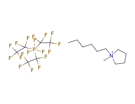 Molecular Structure of 945614-40-4 (1-hexyl-1-methylpyrrolidinium tris(pentafluoroethyl)trifluorophosphate)