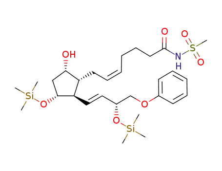 Molecular Structure of 127718-29-0 (N-{(Z)-7-[(1R,2R,3R,5S)-5-Hydroxy-2-((E)-(R)-4-phenoxy-3-trimethylsilanyloxy-but-1-enyl)-3-trimethylsilanyloxy-cyclopentyl]-hept-5-enoyl}-methanesulfonamide)