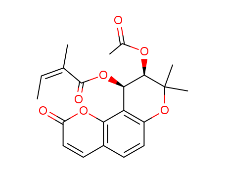 2-Butenoic acid,2-methyl-,(9R,10R)-9-(acetyloxy)-9,10-dihydro-8,8-dimethyl-2-oxo-2H,8H-benzo[1,2-b:3,4-b']dipyran-10-ylester, (2Z)-