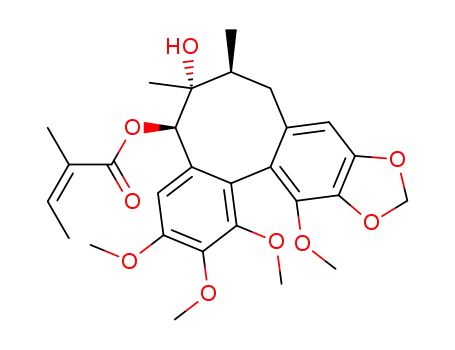 Molecular Structure of 58546-55-7 (2-BUTENOIC ACID, 2-METHYL-, (5S,6S,7S,13AS)-5,6,7,13A-TETRAHYDRO-6-HYDROXY-1,2,3,13-TETRAMETHOXY-6,7-DIMETHYLBENZO[3,4]CYCLOOCTA[1,2-F][1,3]BENZODIOXOL-5-YL ESTER, (2Z)-)