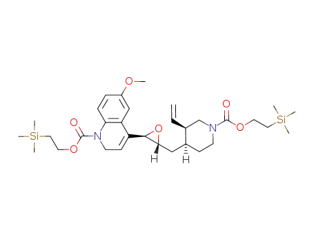Molecular Structure of 1207974-84-2 (2-(trimethylsilyl)ethyl 6-methoxy-4-((2R,3R)-3-(((3R,4S)-1-((2-(trimethylsilyl)ethoxy)carbonyl)-3-vinylpiperidin-4-yl)methyl)oxiran-2-yl)quinoline-1(2H)-carboxylate)