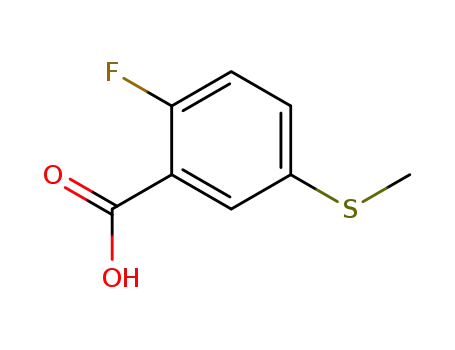 Molecular Structure of 57318-98-6 (2-Fluoro-5-( Methylthio)benzoic Acid)