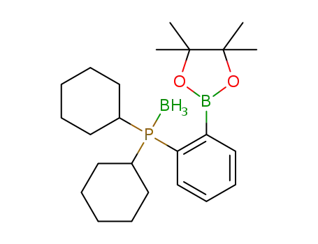 Molecular Structure of 1417911-72-8 (dicyclohexyl-[2-(4,4,5,5-tetramethyl-[1,3,2]dioxaborolan-2-yl)-phenyl]phosphine borane)