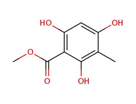 Molecular Structure of 39828-33-6 (Benzoic acid, 2,4,6-trihydroxy-3-methyl-, methyl ester)