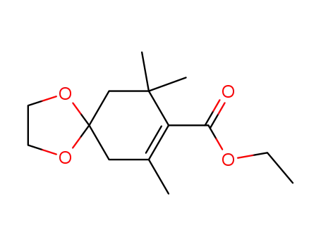 Molecular Structure of 23069-06-9 (4,4-(Ethylendioxy)-2,6,6-trimethyl-1-cyclohexen-1-carbonsaeure-ethylester)