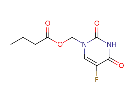 Molecular Structure of 66542-37-8 ((5-fluoro-2,4-dioxo-3,4-dihydropyrimidin-1(2H)-yl)methyl butanoate)