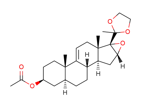 Molecular Structure of 884488-48-6 (3β-acetoxy-16α,17α-epoxy-20,20-ethylenedioxy-5α-pregn-9(11)-ene)