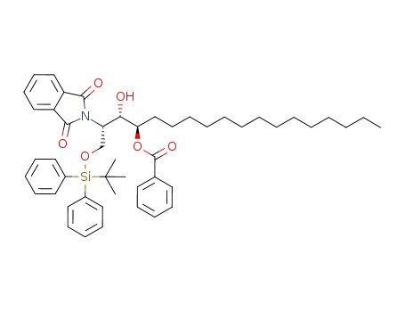 Molecular Structure of 1094213-81-6 ((2S,3S,4R)-1-(tert-butyldiphenylsilyloxy)-2-phthalimido-3-hydroxy-octadecan-4-yl benzoate)