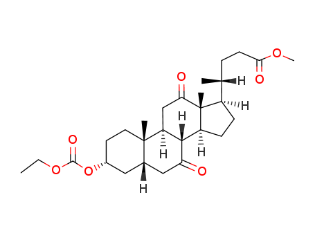 21059-42-7,methyl 3alpha-[(ethoxycarbonyl)oxy]-7,12-dioxo-5beta-cholan-24-oate,5b-Cholan-24-oic acid, 3a-hydroxy-7,12-dioxo-, methylester, ethyl carbonate (8CI); 5b-Cholanic acid, 3a-hydroxy-7,12-dioxo-, methyl ester, ethyl carbonate (7CI); 3a-Ethoxycarbonyloxy-7,12-diketo-5b-cholan-24-oic acid methyl ester