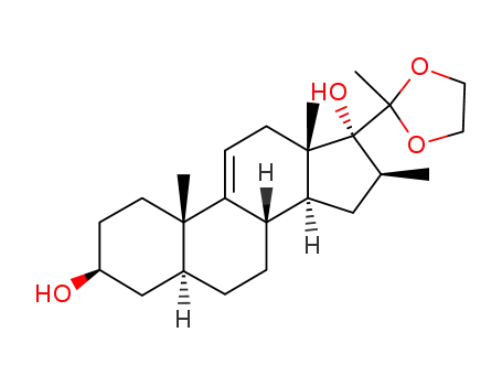 Molecular Structure of 884488-49-7 (16β-methyl-3β,17α-dihydroxy-20,20-ethylenedioxy-5α-pregn-9(11)-ene)