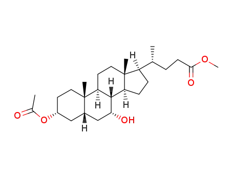 Molecular Structure of 19684-68-5 ((4R)-methyl 4-((3R,5R,7R,10S,13R,17R)-3-acetoxy-7-hydroxy-10,13-dimethylhexadecahydro-1H-cyclopenta[a]phenanthren-17-yl)pentanoate)