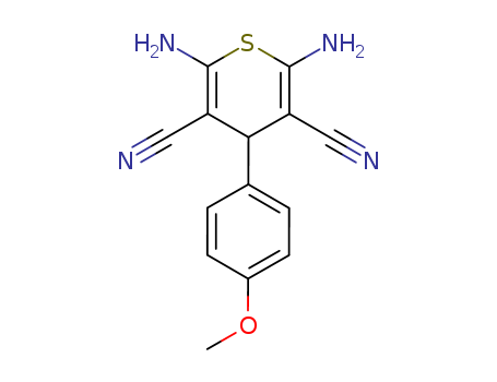 Molecular Structure of 102423-74-5 (4H-Thiopyran-3,5-dicarbonitrile, 2,6-diamino-4-(4-methoxyphenyl)-)