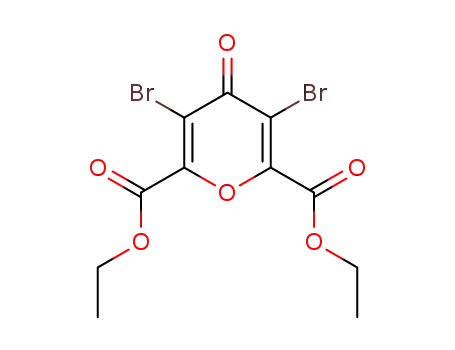 Molecular Structure of 843-08-3 (4H-Pyran-2,6-dicarboxylic acid, 3,5-dibromo-4-oxo-, diethyl ester)