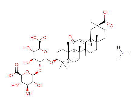 Molecular Structure of 68083-53-4 (alpha-d-Glucopyranosiduronic acid, (3beta,20beta)-20-carboxy-11-oxo-30-norolean-12-en-3-yl 2-O-beta-d-glucopyranuronosyl-, triammonium salt)