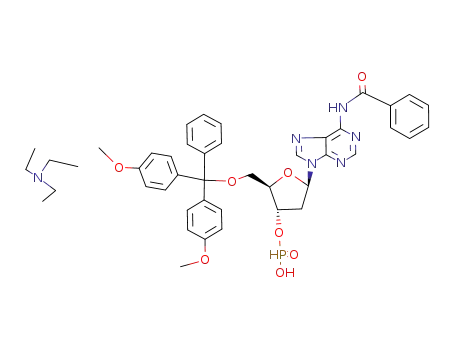 Molecular Structure of 118352-75-3 (Adenosine,
N-benzoyl-5'-O-[bis(4-methoxyphenyl)phenylmethyl]-2'-deoxy-,
3'-(hydrogen phosphonate), compd. with N,N-diethylethanamine (1:1))
