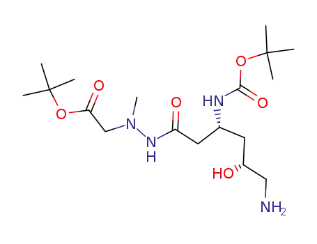 Molecular Structure of 540721-28-6 ([<i>N</i>'-(6-amino-3-<i>tert</i>-butoxycarbonylamino-5-hydroxy-hexanoyl)-<i>N</i>-methyl-hydrazino]-acetic acid <i>tert</i>-butyl ester)