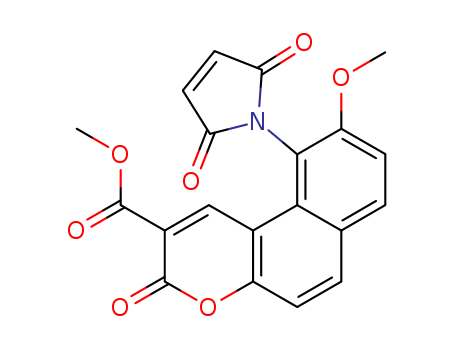 137350-66-4,MMBC (THIOGLO (R) 1),10-(2,5-Dioxo-2,5-dihydro-pyrrol-1-yl)-9-methoxy-3-oxo-3H-benzo[f]chromene-2-carboxylic acid methyl ester;N-(2-carbomethoxy-9-methoxy-3-oxo-3H-naphtho<2,1-b>pyran-10-yl)maleimide;(N-(2-carbomethoxy-9-methoxy-3-oxo-3H-naphtho[2,1-b]pyran-10-yl)maleimide);MMBC;Methyl 10-(2,5-dioxo-2,5-dihydro-1H-pyrrol-1-yl)-9-methoxy-3-oxo-3H-benzo[f]chromene-2-carboxylate;