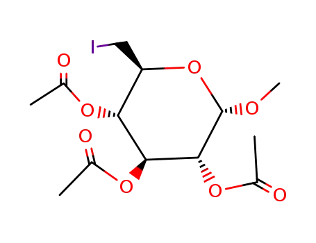 Molecular Structure of 6304-96-7 (.alpha.-D-Glucopyranoside, methyl 6-deoxy-6-iodo-, triacetate)