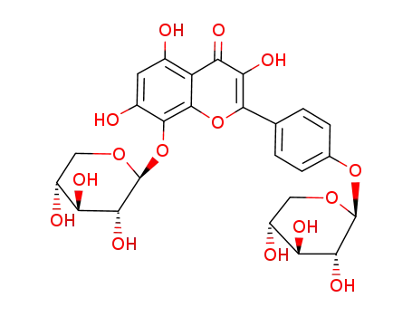 Molecular Structure of 90193-30-9 (herbacetin 8-O-β-D-xylopyranoside 4'-O-β-D-xylopyranoside)