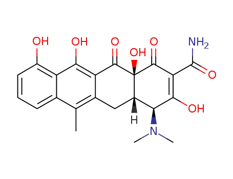 Molecular Structure of 1665-56-1 ((2Z,4S,4aS,12aS)-2-(amino-hydroxy-methylidene)-4-dimethylamino-10,11,1 2a-trihydroxy-6-methyl-4a,5-dihydro-4H-tetracene-1,3,12-trione)