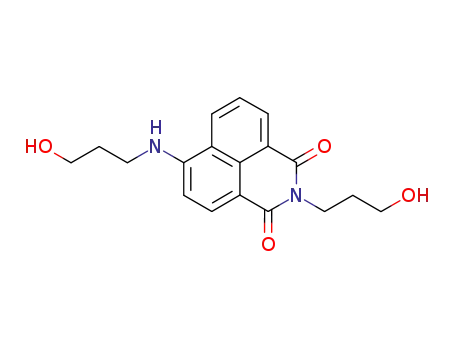 Molecular Structure of 52821-24-6 (2-(3-hydroxypropyl)-6-[(3-hydroxypropyl)amino]-1H-benz[de]isoquinoline-1,3(2H)-dione)