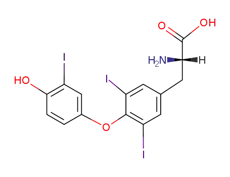 Molecular Structure of 15785-49-6 (O-(4-hydroxy-3-iodophenyl)-3,5-diiodo-L-tyrosine, labeled with (125I)iodine)