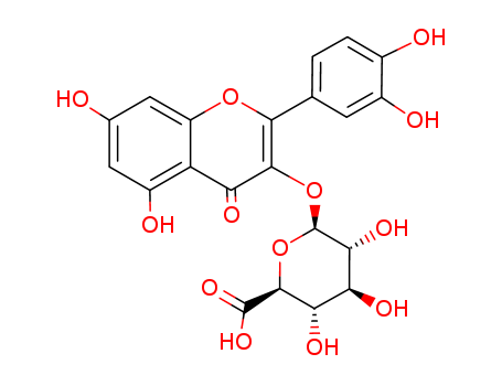 22688-79-5,QUERCETIN-3-O-GLUCURONIDE,Glucopyranosiduronicacid, 2-(3,4-dihydroxyphenyl)-5,7-dihydroxy-4-oxo-4H-1-benzopyran-3-yl, b-D- (8CI); Miquelianin (7CI);Mikwelianin; Quercetin 3-O-b-D-glucuronide; Quercetin 3-O-b-D-glucuronopyranoside; Quercetin 3-glucuronide; Quercetin 3-b-glucuronide; Quercetinglucuronide; Quercetin-3-b-D-glucuronide; Quercituron; Querciturone