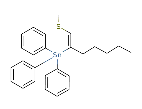 Molecular Structure of 351500-79-3 ((Z)-1-methylthio-2-triphenylstannylhept-1-ene)