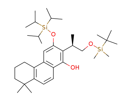 Molecular Structure of 171979-72-9 (3-((S)-1-((tert-butyldimethylsilyl)oxy)-2-propyl)-7,7-dimethyl-4-hydroxy-2-((triisopropylsilyl)oxy)-7,8,9,10-tetrahydrophenanthrene)