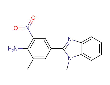 Molecular Structure of 1345840-05-2 (2-methyl-4-(1-methyl-1H-benzimidazol-2-yl)-6-nitrobenzenamine)