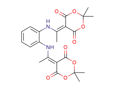 Molecular Structure of 1311162-31-8 (5,5'-((1,2-phenylenebis(azanediyl))bis(ethan-1-yl-1-ylidene))bis(2,2-dimethyl-1,3-dioxane-4,6-dione))