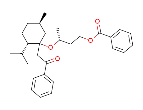 Molecular Structure of 115346-84-4 (Benzoic acid (R)-3-[(2S,5R)-2-isopropyl-5-methyl-1-(2-oxo-2-phenyl-ethyl)-cyclohexyloxy]-butyl ester)