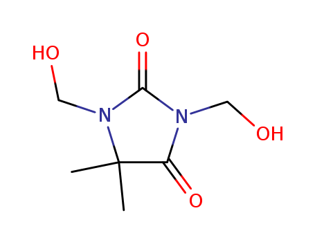 6440-58-0,Dimethyloldimethyl hydantoin,Hydantoin,1,3-bis(hydroxymethyl)-5,5-dimethyl- (7CI,8CI);1,3-Bis(hydroxymethyl)-5,5-dimethylimidazolidine-2,4-dione;1,3-Dihydroxymethyl-5,5-dimethylhydantoin;DMDM Hydantoin;DMDMH 55;Dekafald;Gidol;Glydant;Glydant XL 1000;Mackstat DM;N,N'-Dimethylol-5,5-dimethylhydantoin;Nipaguard DMDMH;Surcide DMH;2,4-Imidazolidinedione,1,3-bis(hydroxymethyl)-5,5-dimethyl-;