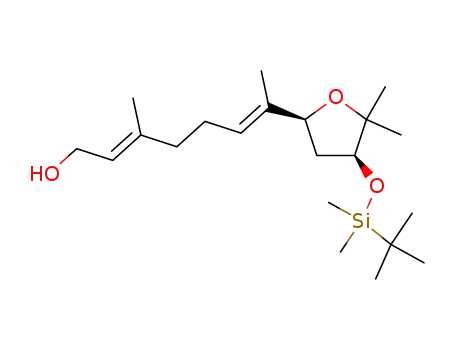 Molecular Structure of 99477-58-4 ((2E,6E,1'S,4'S)-(+)-7-(4'-t-butyldimethylsilyloxy-3',3'-dimethyl-2'-oxacyclopentyl)-3,7-dimethyl-2,6-heptadien-1-ol)