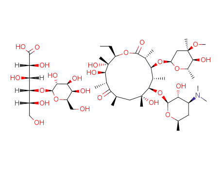 Molecular Structure of 69779-46-0 ((2R,3R,4R,5R)-2,3,5,6-tetrahydroxy-4-{[(2R,3R,4S,5S,6R)-3,4,5-trihydroxy-6-(hydroxymethyl)tetrahydro-2H-pyran-2-yl]oxy}hexanoic acid - (3R,4S,5S,6R,7R,9R,11R,12R,13S,14R)-6-{[(2S,3R,4S,6R)-4-(dimethylamino)-3-hydroxy-6-methyltetrahydro-2H-pyran-2-yl]oxy}-)