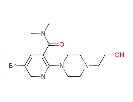 Molecular Structure of 875639-87-5 (3-Pyridinecarboxamide,
5-bromo-2-[4-(2-hydroxyethyl)-1-piperazinyl]-N,N-dimethyl-)