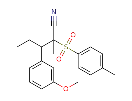 Molecular Structure of 1313429-23-0 (3-(3-methoxy-phenyl)-2-methyl-2-(toluene-4-sulfonyl)-pentanenitrile)