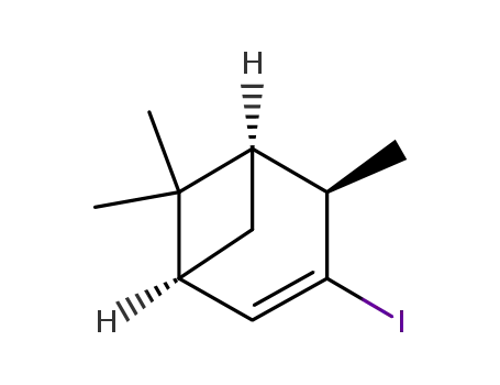 Molecular Structure of 911673-20-6 ((1S,4R,5R)-3-iodo-4,6,6-trimethylbicyclo[3.1.1]hept-2-ene)