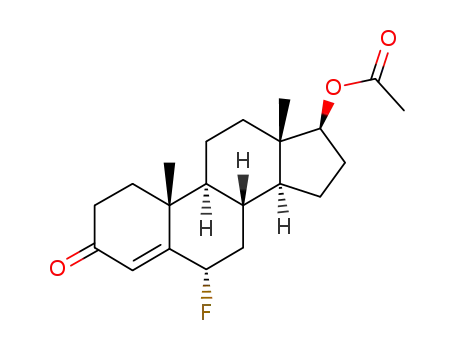 Molecular Structure of 855-55-0 (17β-(Acetyloxy)-6α-fluoroandrost-4-en-3-one)