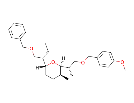 Molecular Structure of 96181-80-5 ((S)-1-benzyloxy-2-<(2R,5S,6R)-6-<(S)-1-(4-methoxybenzyloxymethyl)-ethyl>-5-methyltetrahydropyran-2-yl>butane)