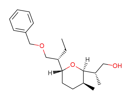 Molecular Structure of 107207-23-8 ((S)-2-<(2R,3S,6R)-6-<(S)-1-(benzyloxymethyl)propyl>-3-methyltetrahydropyran-2-yl>propan-1-ol)