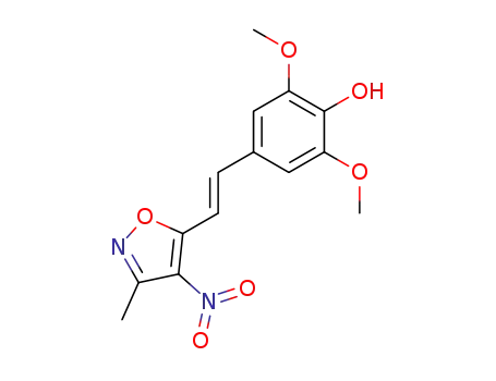 Molecular Structure of 85364-71-2 (3-methyl-4-nitro-5-<2-(3,5-dimethoxy-4-hydroxyphenyl)ethenyl>isoxazole)