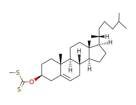 Molecular Structure of 53496-46-1 (O-((3S,8S,9S,10R,13R,14S,17R)-10,13-dimethyl-17-((R)-6-methylheptan-2-yl)-2,3,4,7,8,9,10,11,12,13,14,15,16,17-tetradecahydro-1H-cyclopenta[a]phenanthren-3-yl) S-methyl carbonodithioate)