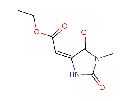Molecular Structure of 712-92-5 (Ethyl 2-(1-methyl-2,5-dioxotetrahydro-4H-imidazol-4-yliden)acetate)
