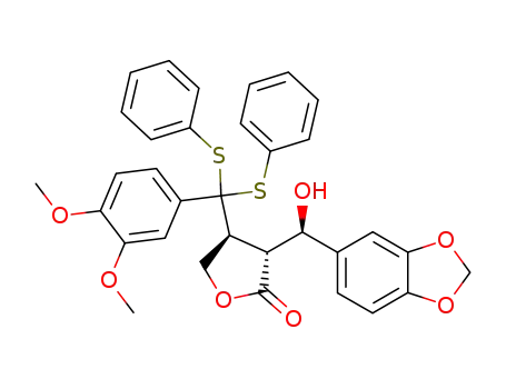erythro-3-<3'',4''-dimethoxy-α,α-bis(phenylthio)benzyl>-2-(α-hydroxy-3',4'-methylenedioxybenzyl)-γ-butyrolactone
