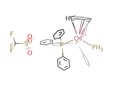 Molecular Structure of 1232174-60-5 ((η5-cyclopentadienyl)bis(triphenylphosphane)(phosphine)osmium(II) triflate)