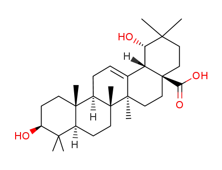Molecular Structure of 511-77-3 (3β,19α-Dihydroxy-5α-oleana-12-ene-28-oic acid)